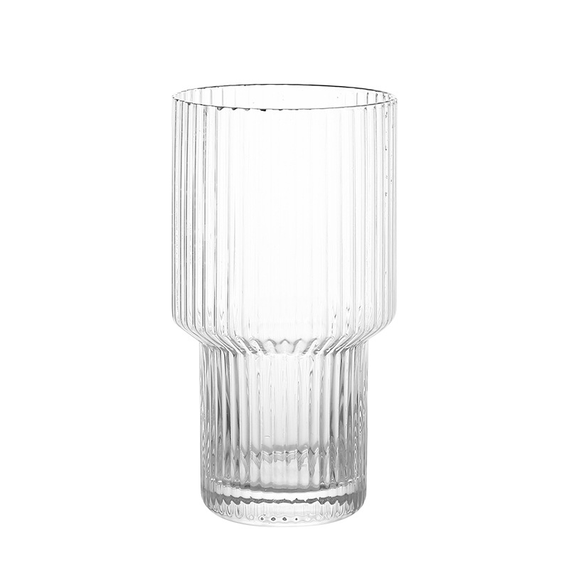 Hot-selling 16OZ vertical striped cup milk tea cold drink glass cup coffee cup set, 330ml vertical striped glass cup detail image 4