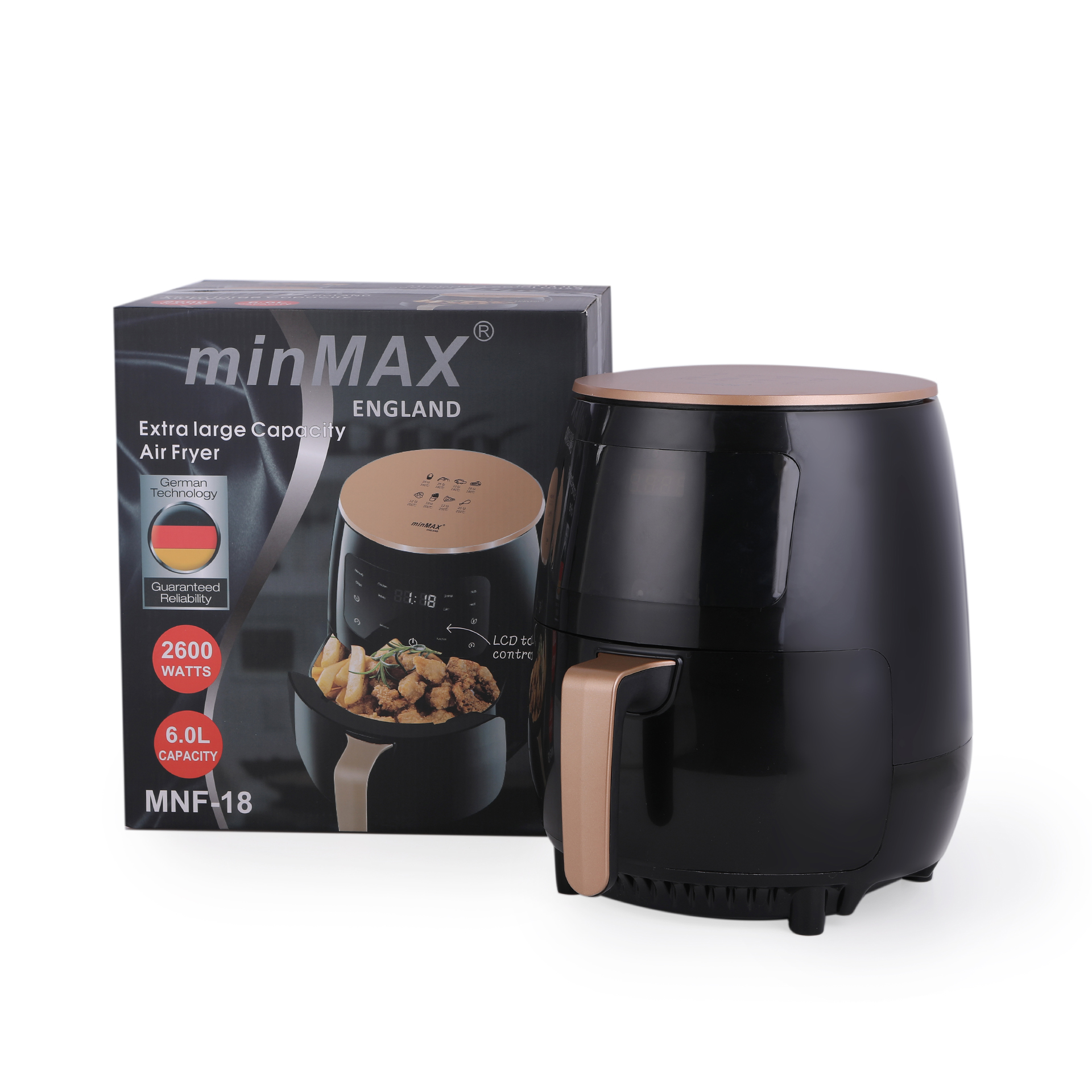 minMAX Cross-border Air Fryer MNF-18 is a large-capacity 6.5L household electric fryer that is smart, smokeless and multi-functional details Picture