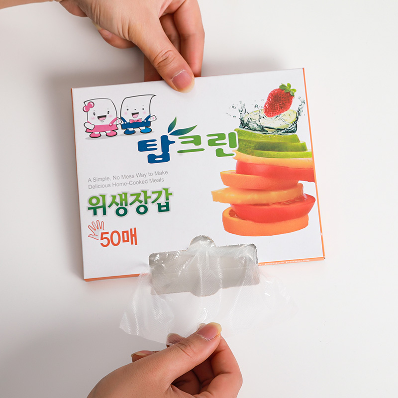 韩国进口一次性手套厨房餐饮薄膜透明加厚PE手套透明100枚详情图4
