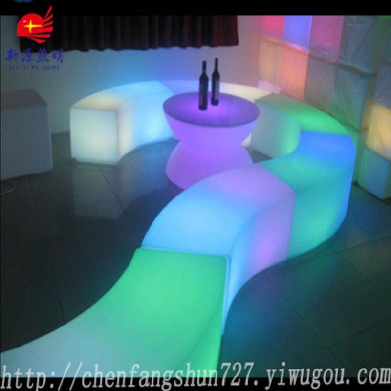 发光LED弧形拼接凳 酒吧户外时尚创意吧椅 发光七彩吧凳详情图1