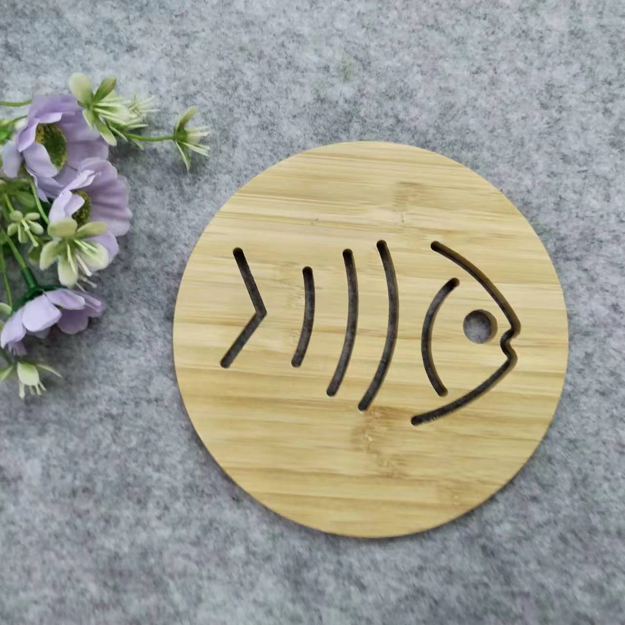 WSH-15 Side-pressed hollowed-out bamboo heat insulation mat, cooking mat, pot mat, cup mat, table plate mat, heat-resistant clay pot mat, soup bowl mat, heat-resistant cup mat details Picture