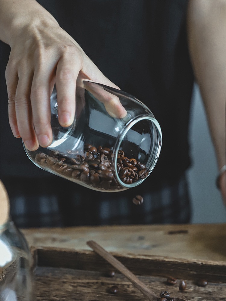 Add a home coffee can, sealed can, coffee bean preservation can, cork glass bottle, storage can, and grain storage can, 800Ml Item Picture