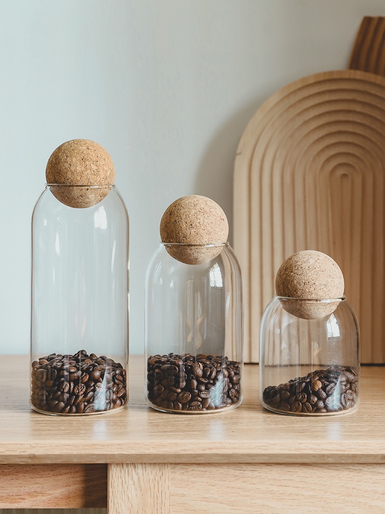 Add a home coffee can, sealed can, coffee bean preservation can, cork glass bottle, storage can, and grain storage can, 800Ml details Picture