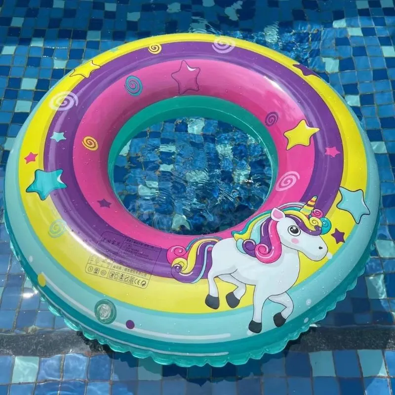 水上用品工厂PVC 70CM 新款加厚彩虹小马游泳圈 图