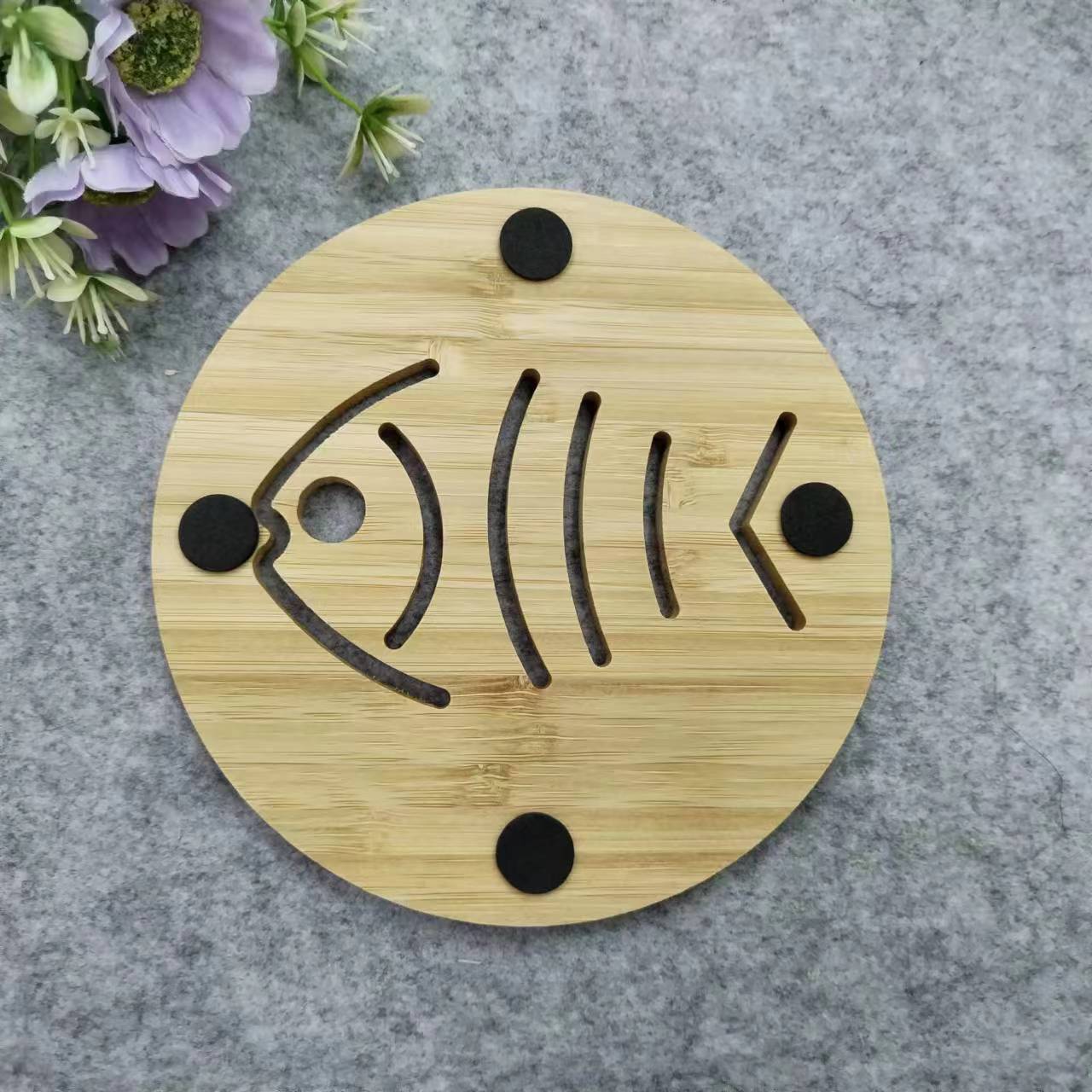 WSH-15 Side-pressed hollowed-out bamboo heat insulation mat, cooking mat, pot mat, cup mat, table plate mat, heat-resistant clay pot mat, soup bowl mat, heat-resistant cup mat Specification image