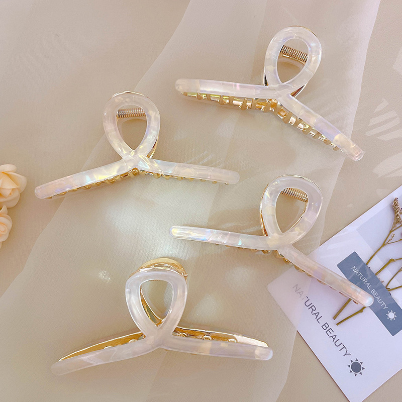 新款法式气质抓夹甜美少女大号鲨鱼夹抓发夹头饰现代简约精美发夹 