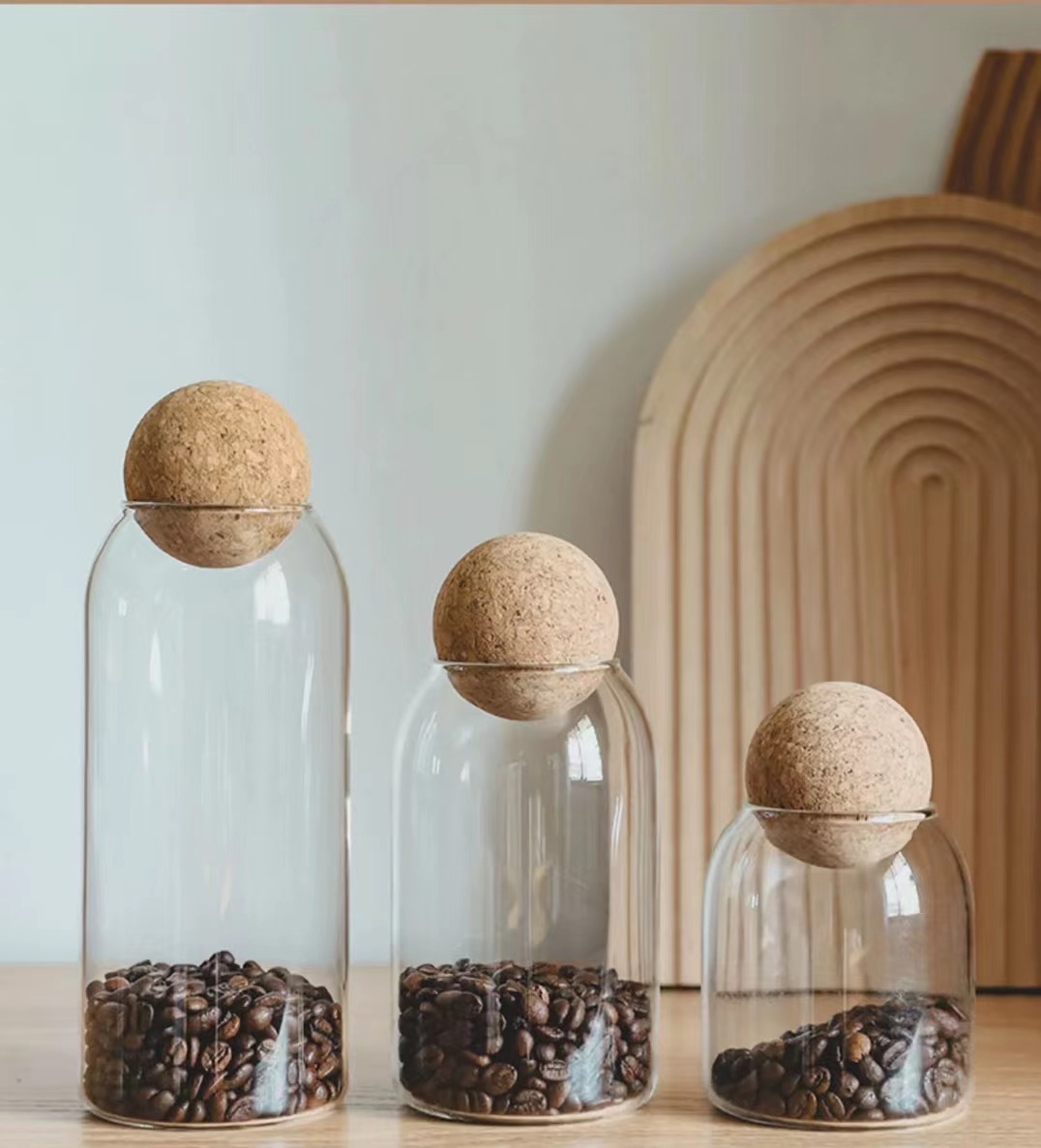Add Home Coffee Can Sealed Jar Coffee Bean Storage Jar Corked Glass Bottle Storage Jar Multi-Grain Storage Jar 800Ml full figure