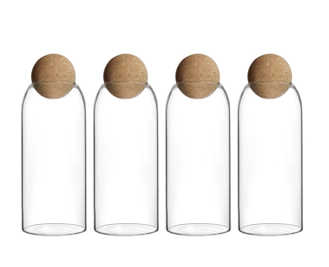 Coffee Can Seal Can Coffee Bean Storage Can Cork Glass Bottle Storage Can Multi-Grain Storage Can 1100Ml full figure