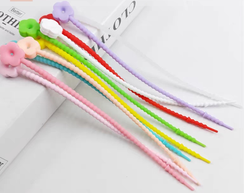 Plum blossom flower silicone cable ties in candy color diy accessory cable organizer 1111