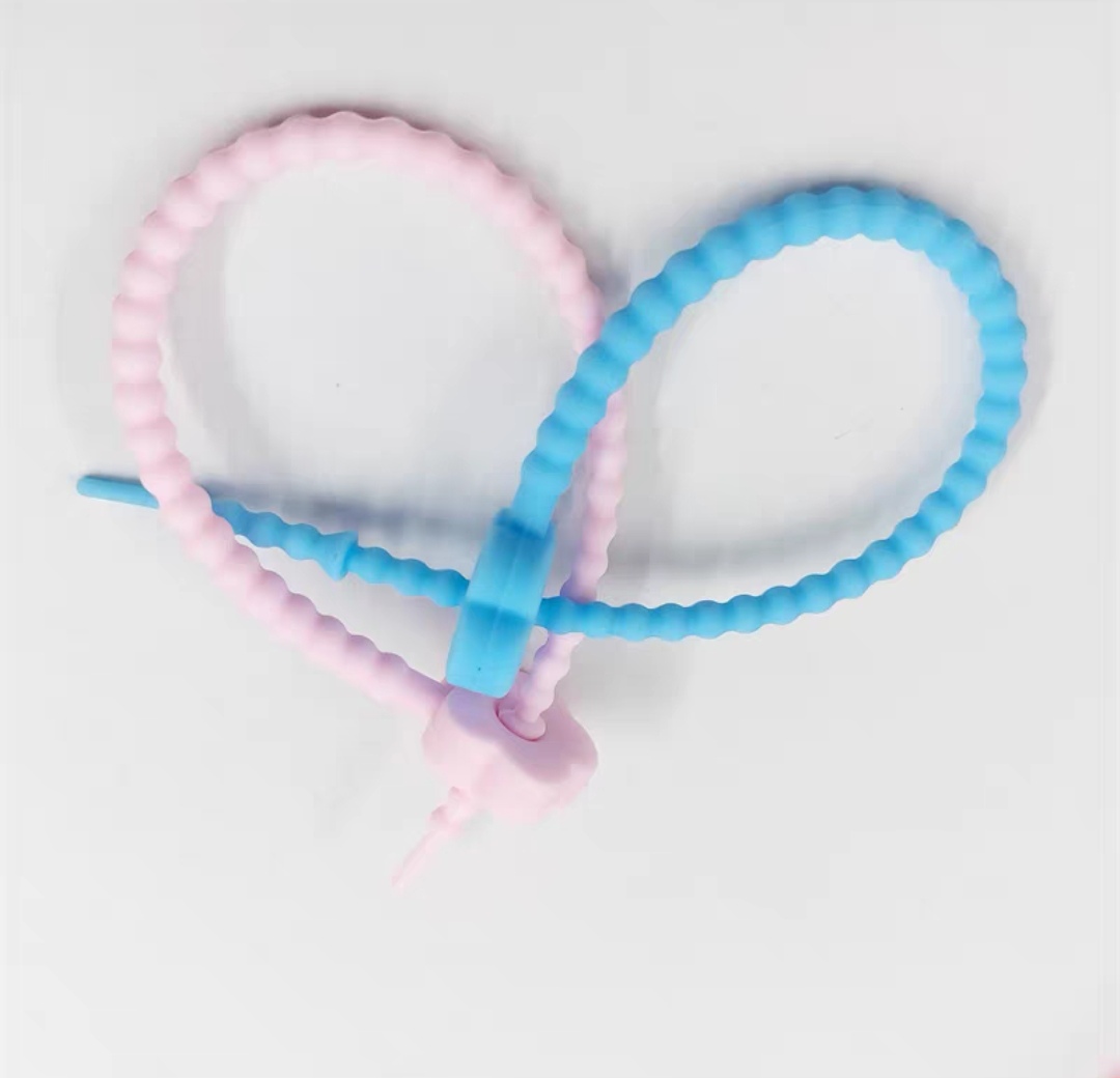 Plum blossom flower silicone cable ties in candy color diy accessory cable organizer 1111 details Picture
