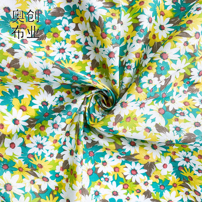 40-count all-cotton, light and fresh floral print cotton poplin printed fabric for shirts, dresses, children's wear, oil painting style fabric for spring and summer Specification image