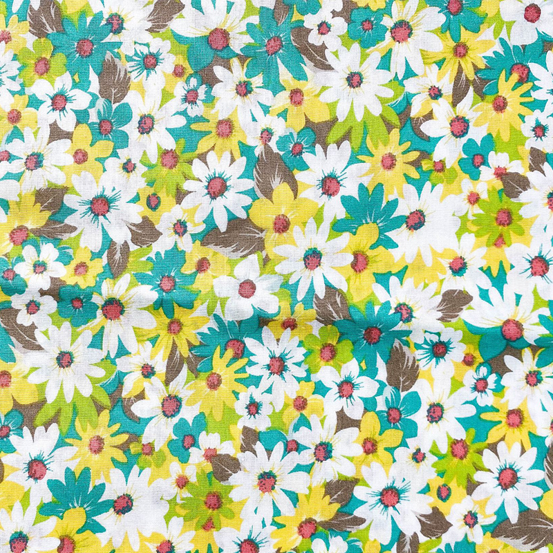 40-count all-cotton, light and fresh floral print cotton poplin printed fabric for shirts, dresses, children's wear, oil painting style fabric for spring and summer Item Picture