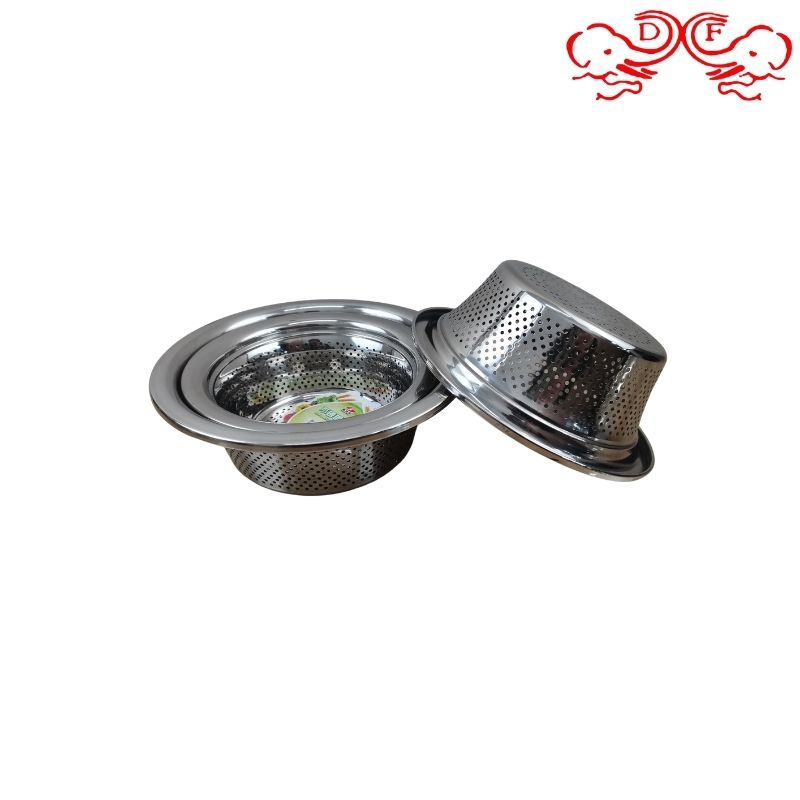 DF99009 Stainless steel rice washing sieve Thickened non-magnetic European-style rice sieve Wide edge multi-purpose rice sieve multi-functional dense hole water filter basket DF Trading House Specification image
