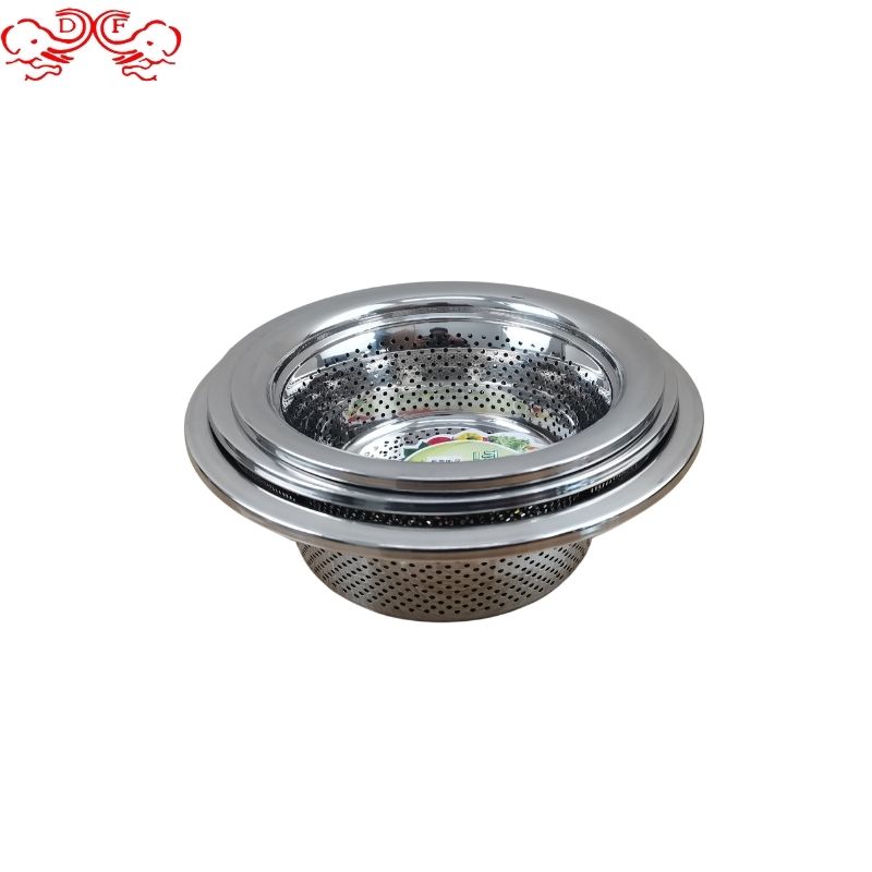DF99009 Stainless steel rice washing sieve Thickened non-magnetic European-style rice sieve Wide edge multi-purpose rice sieve multi-functional dense hole water filter basket DF Trading House Item Picture
