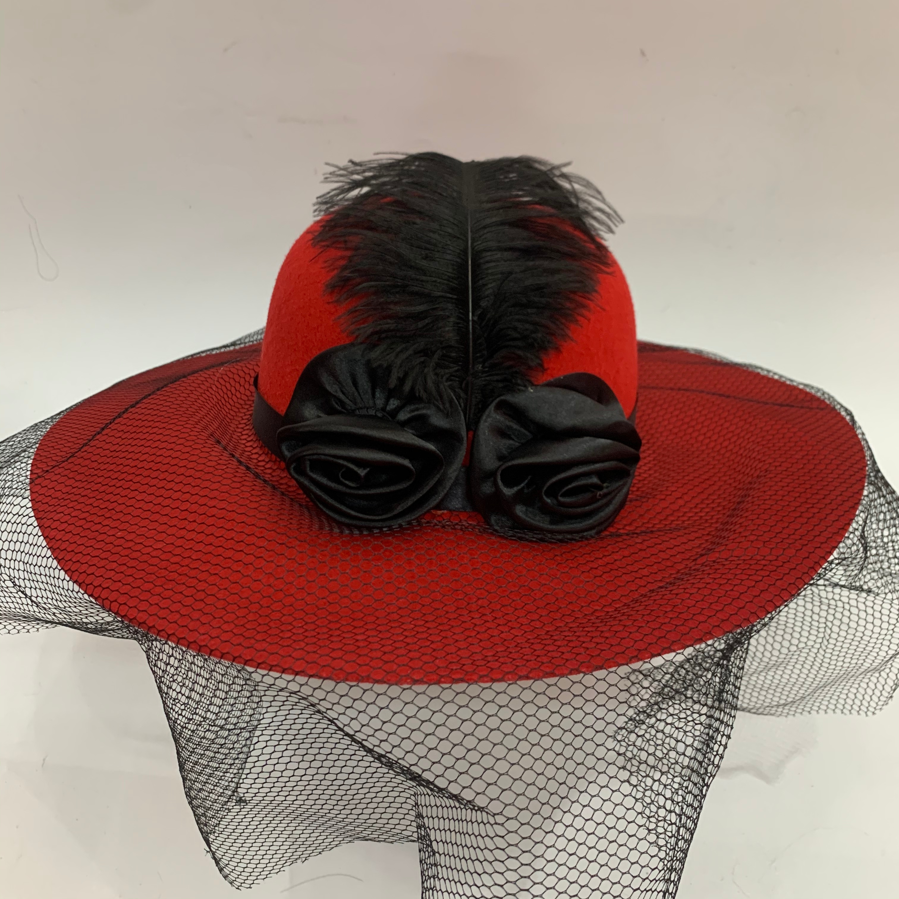 Qianfang hats, wigs, non-woven fabric, large round hats with flowered mesh, ladies' noble festival hats 2332 details Picture