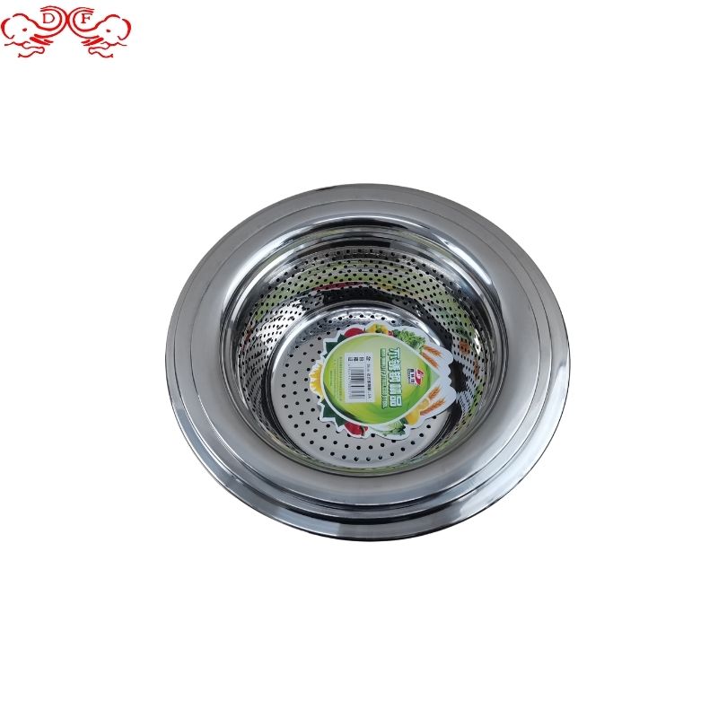 DF99009 Stainless steel rice washing sieve Thickened non-magnetic European-style rice sieve Wide edge multi-purpose rice sieve multi-functional dense hole water filter basket DF Trading House