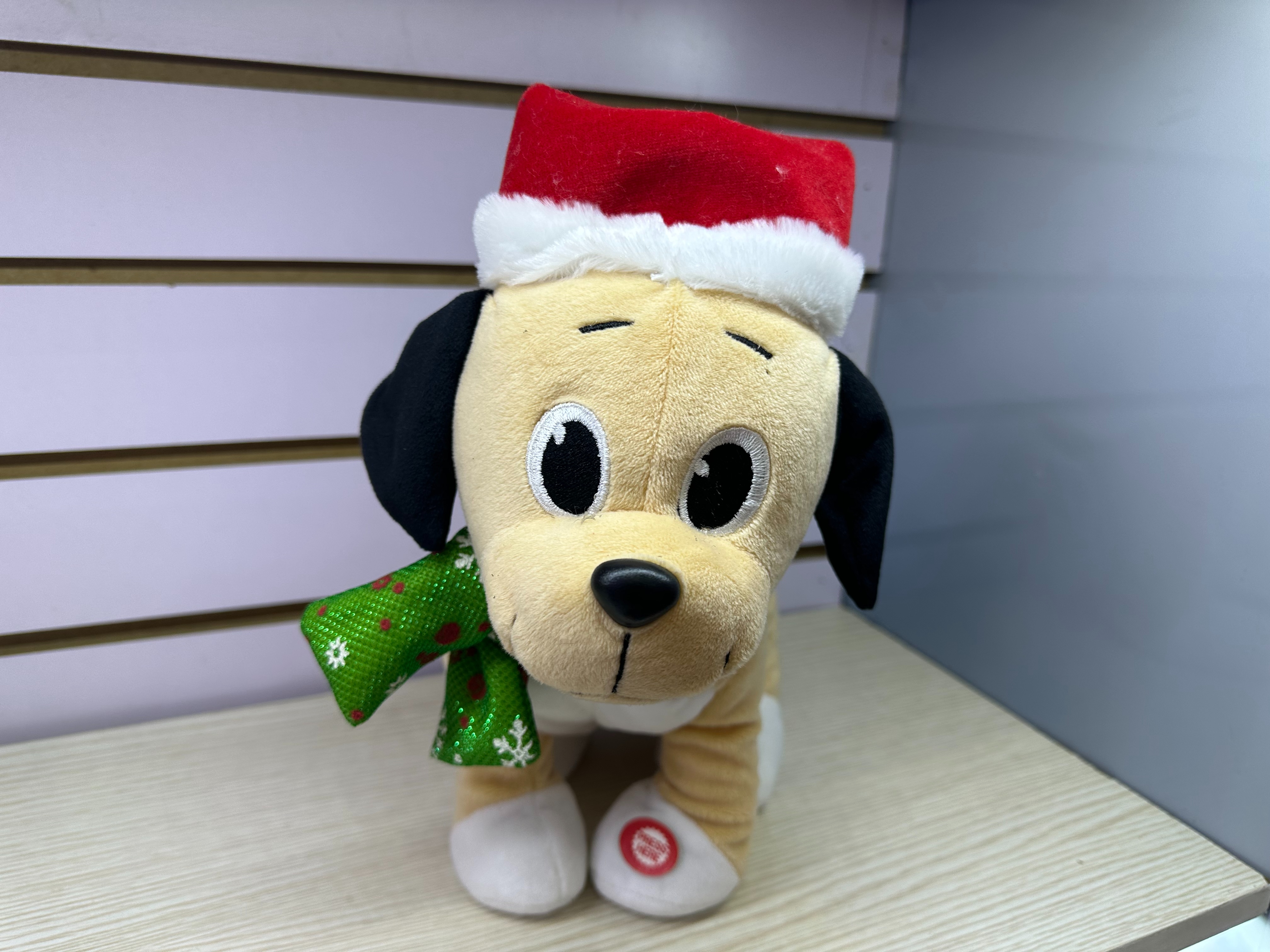 Hengxin Toys plush electric toy Christmas wearing hat feet can stand and sing cute little dog