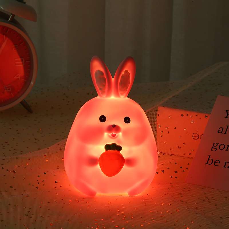 萌宠搪胶小夜灯创意卡通兔子发光玩具批发七彩发光小夜灯发光摆件床头卧室HW20230421详情图3