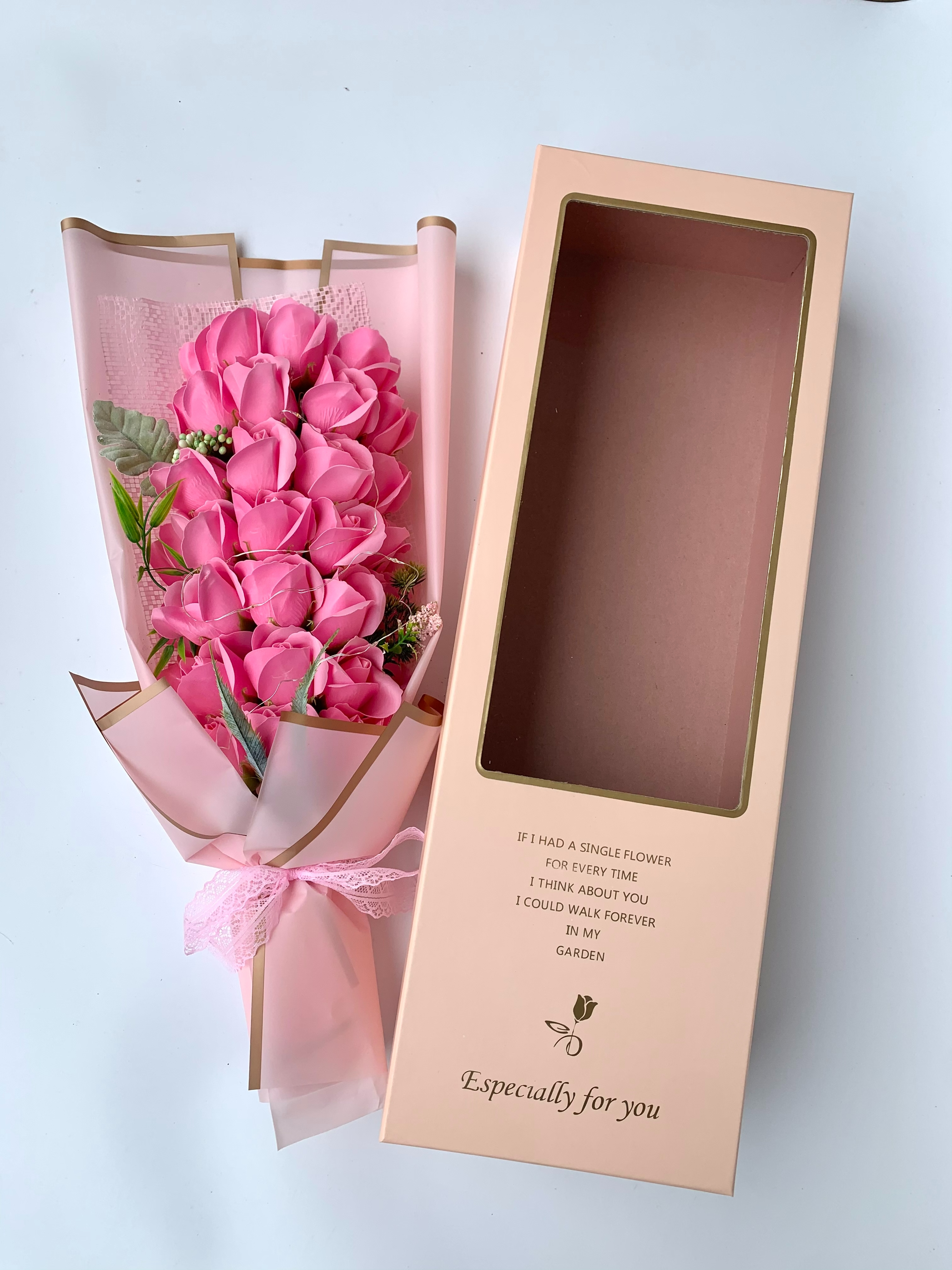 Mother's Day soap flower manufacturer wholesale cross-border 33-rose bouquet gift box with light string