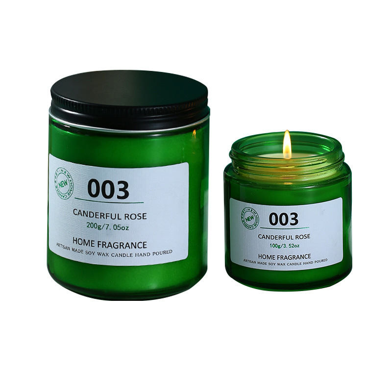 Factory direct sales of scented candles, green glass cups, indoor fresh and smokeless soy wax scented candle gift boxes wholesale Item Picture