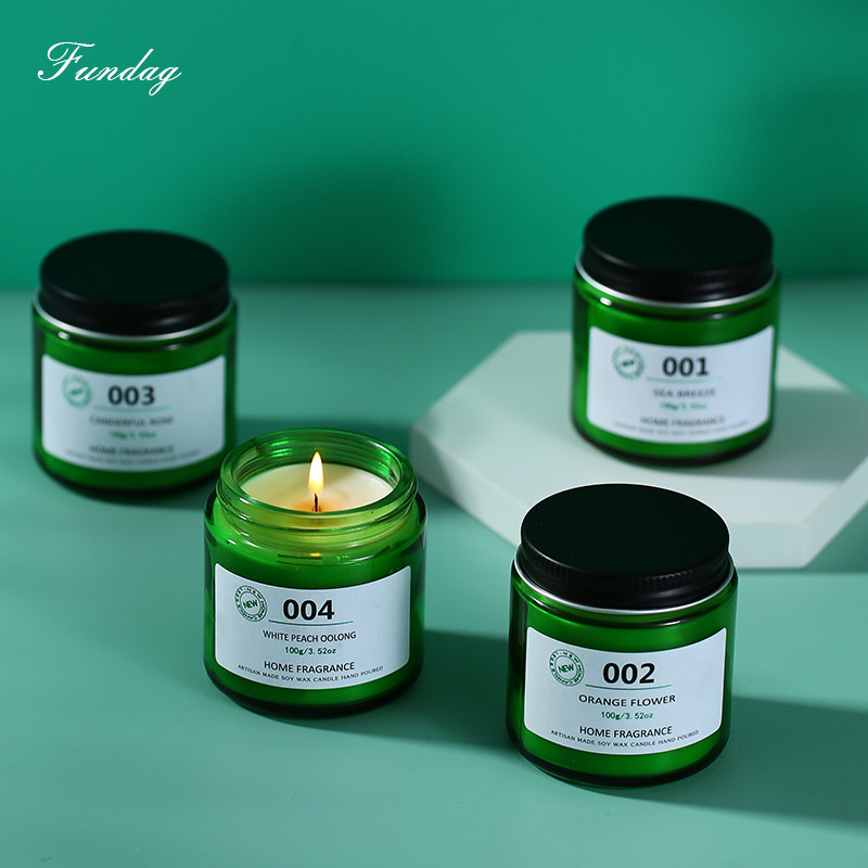 Factory direct sales of scented candles, green glass cups, indoor fresh and smokeless soy wax scented candle gift boxes wholesale