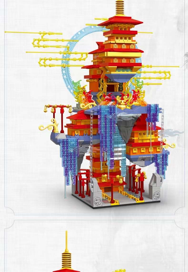 Jiexing 36100 Penglai Immortal Island Children's Nostalgic Toy, 7-14 years Old, New style of building blocks with a National style for intelligence and construction detail image 3