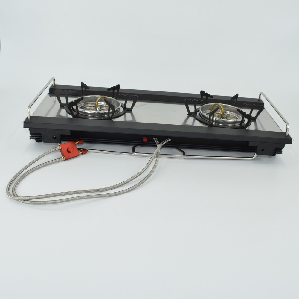 Outdoor camping and picnic double-burner stove with strong firepower details Picture
