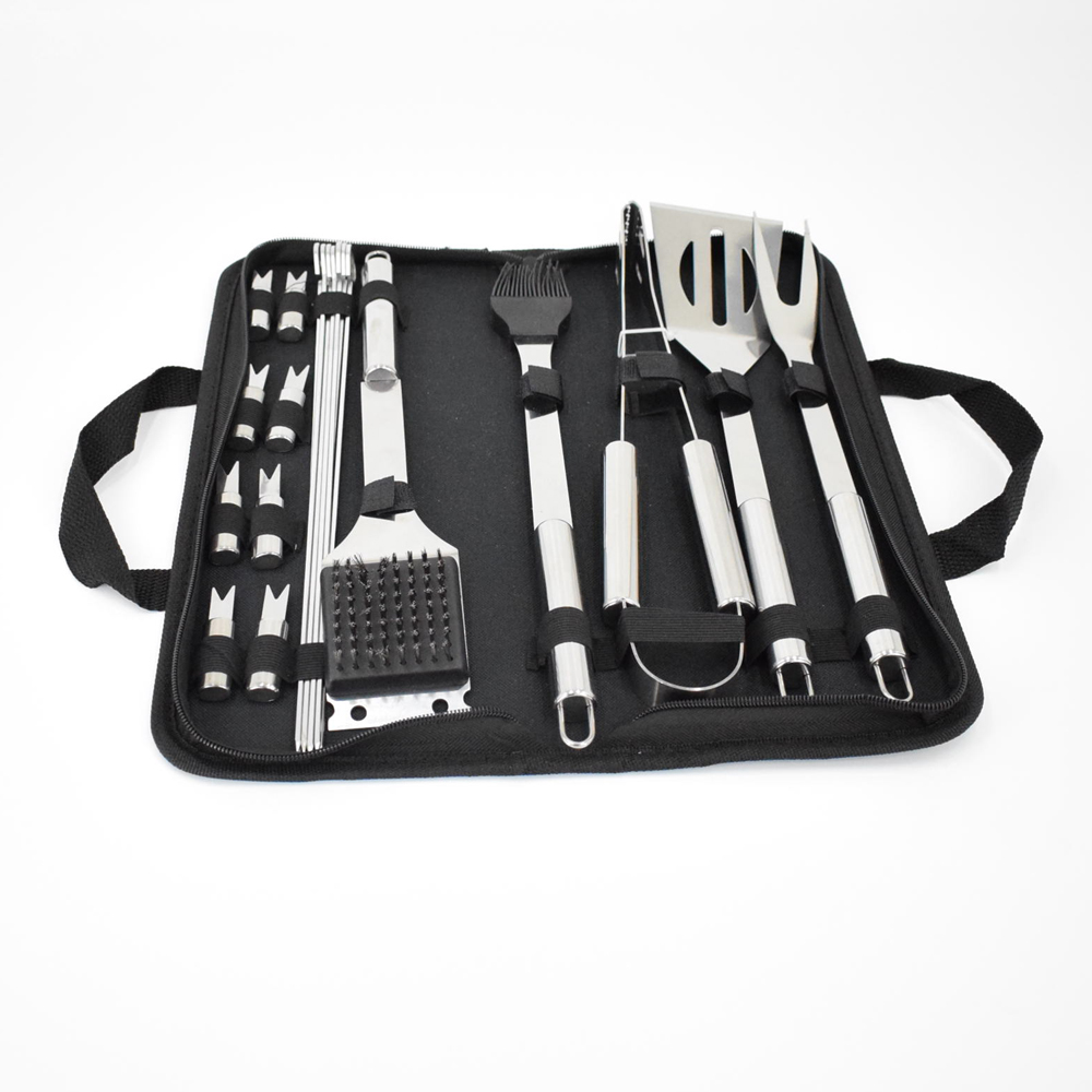 A 20-piece set of portable barbecue tongs and brushes for outdoor camping, picnic and cooking Item Picture