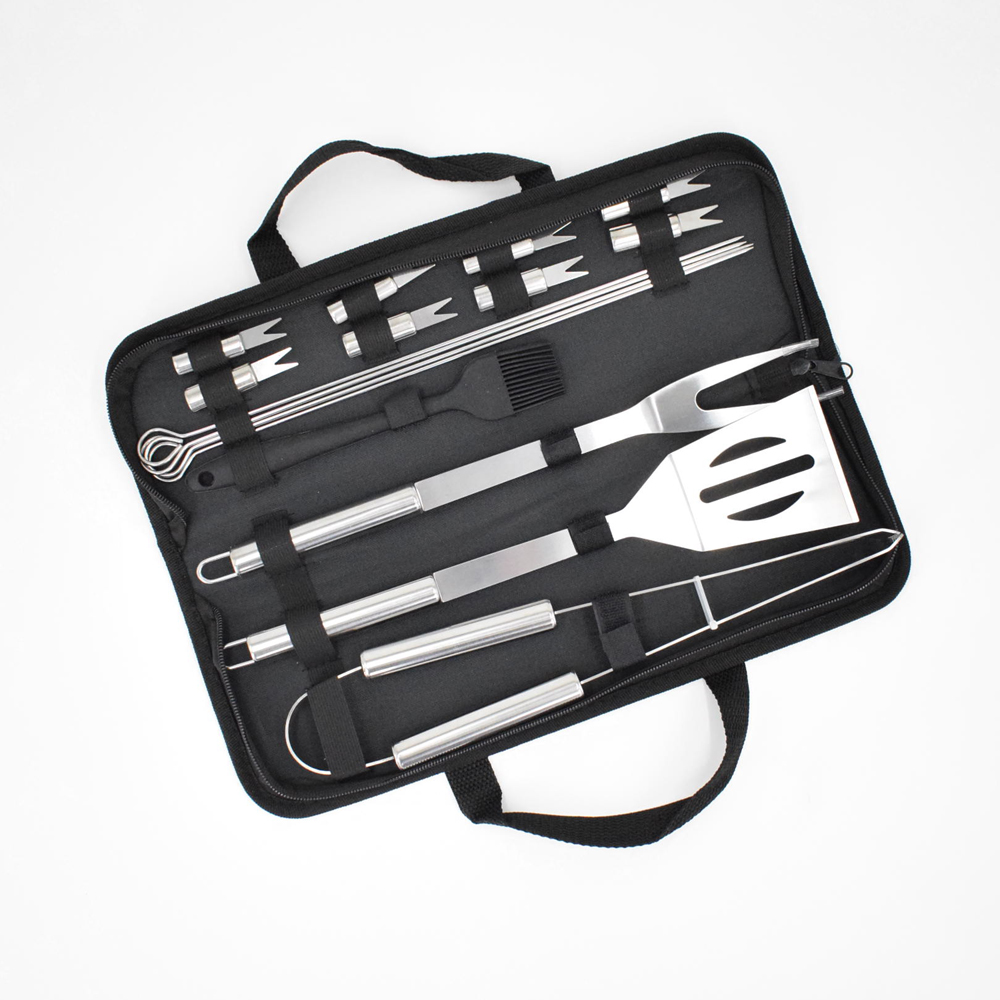 Outdoor camping, picnic, cooking, portable barbecue tongs and brushes 16-piece set details Picture