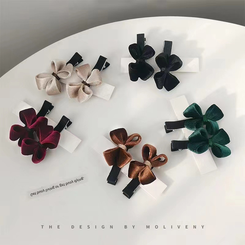 网红爆款发饰/丝绒蝴蝶结/高级感质感/发夹蝴蝶结细节图