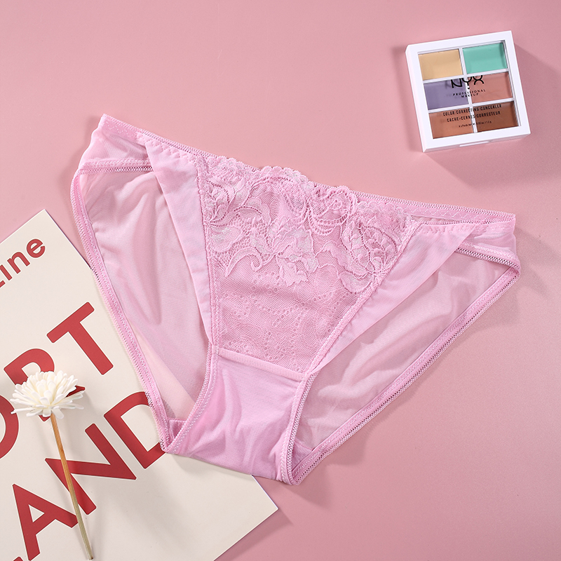 The Mystery of the Magic Box Sexy solid color mesh thin lace-trimmed women's triangle underwear Specification image
