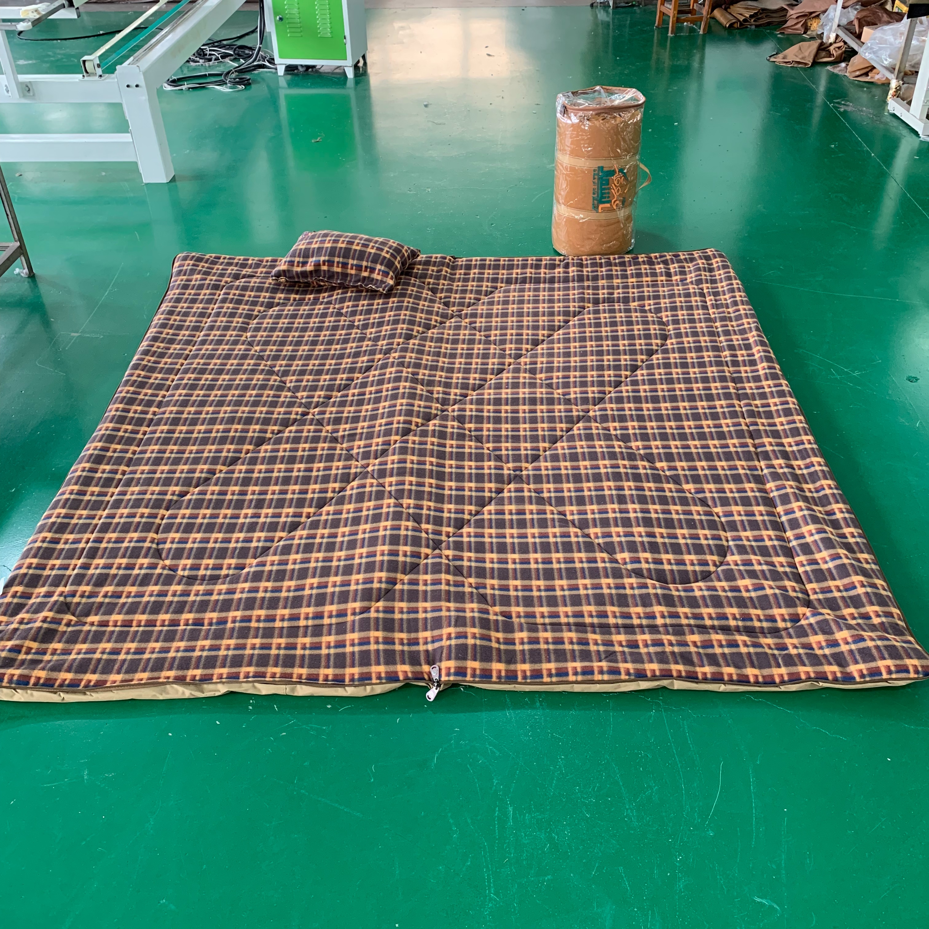 Outdoor camping thickened cotton-padded sleeping bag with pillow