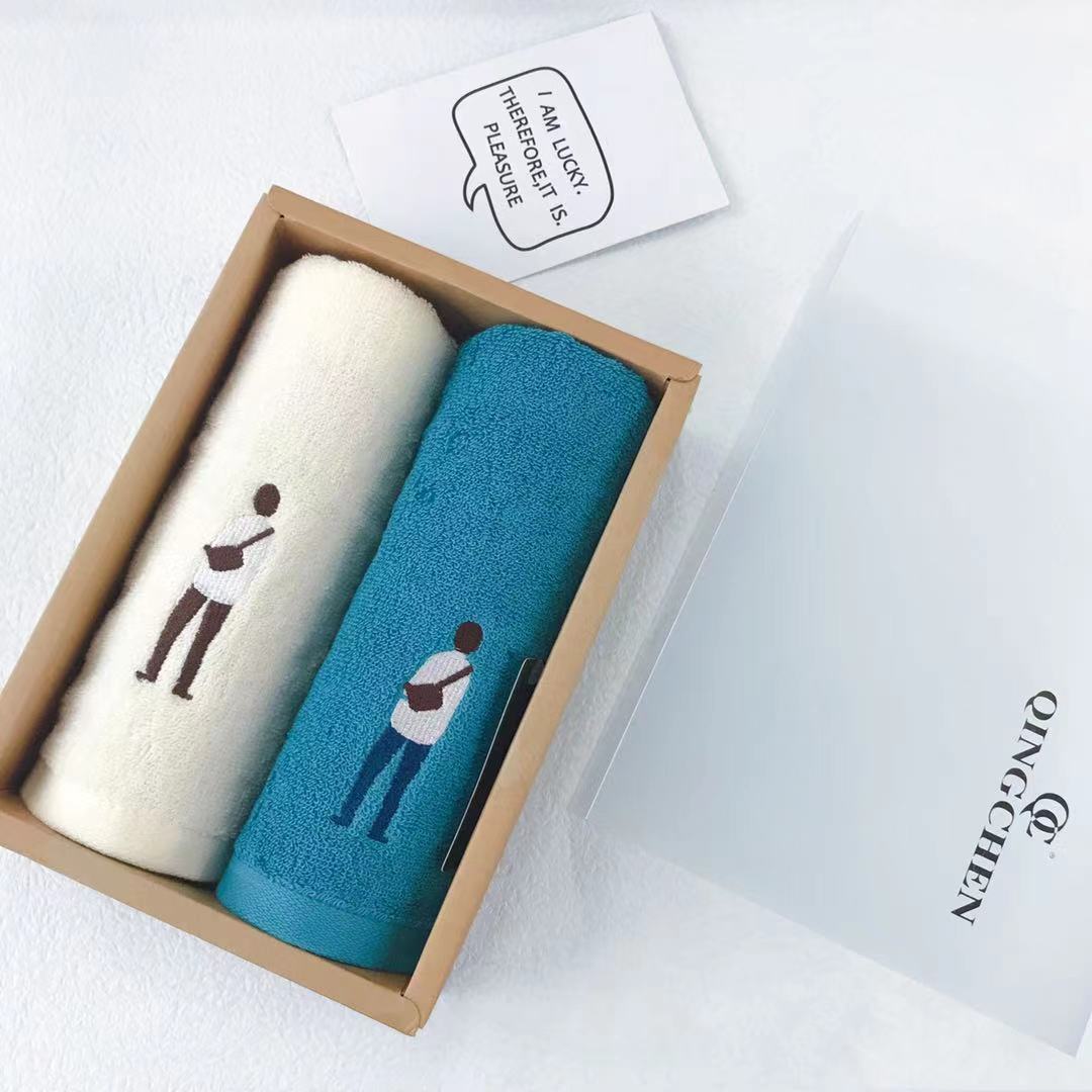 Yiqingchen Gift Towel Gift Box, pure cotton absorbent, special for couples to wash their faces, wedding souvenir gift, fashionable for men and women, soft and non-shedding, factory wholesale Specification image