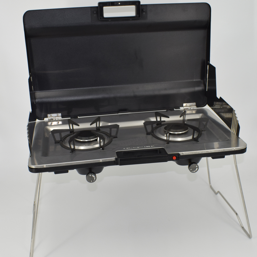 Outdoor camping and picnic with a high-power stove and a double-burner stove