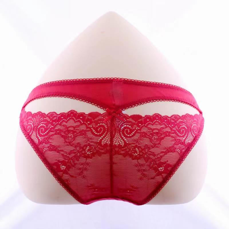 The Mystery of the Magic Box: Xiaojia Jade Lace Sexy Back Half Cut-out Breathable thin women's triangle Underwear