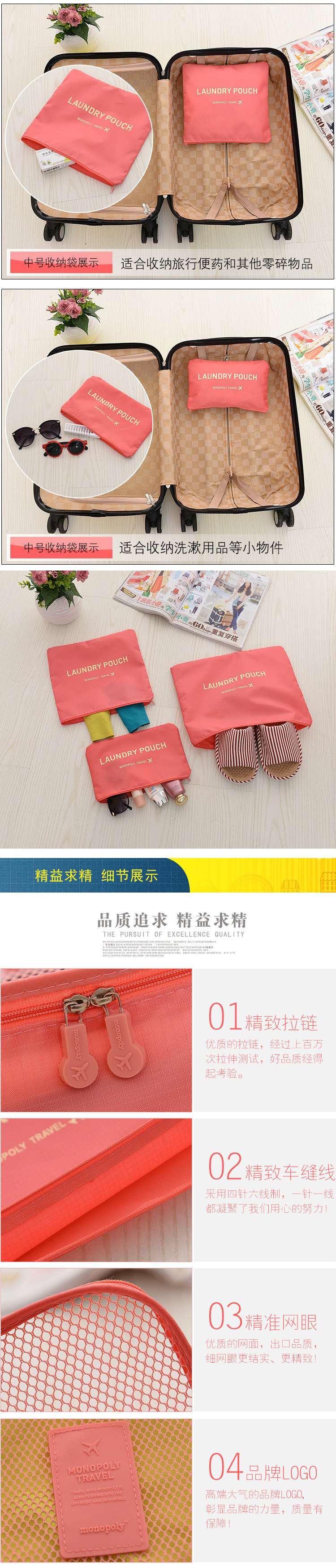 Korean Version Underwear Travel Bag 6-Piece Toiletries Bag Makeup Portable Clothes Luggage Shoes Bag 6-Piece Set Application Scenario