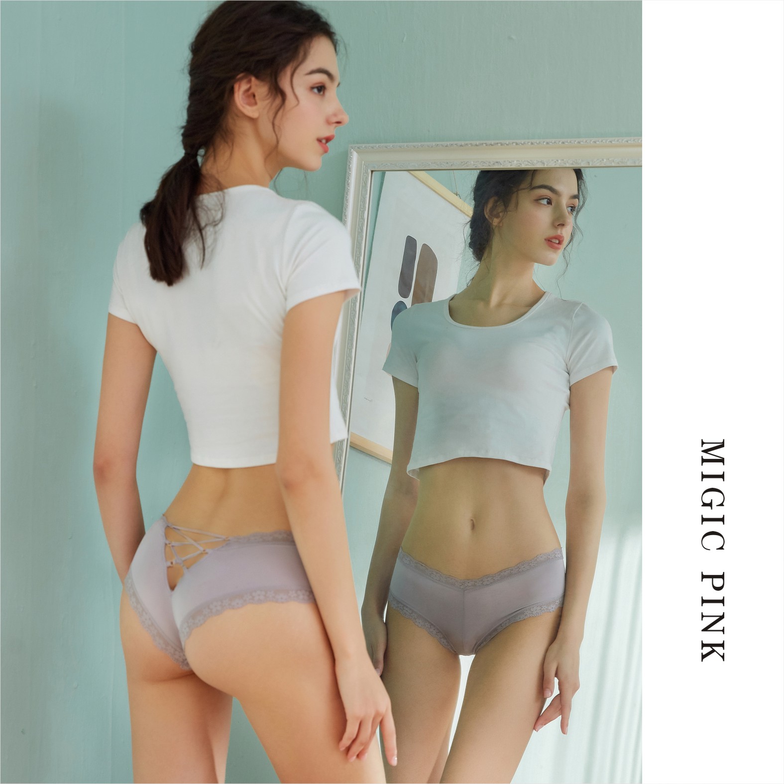The Mystery of the Magic Box: Japanese-style sweet and sexy lace mesh bow design women's triangle underwear Item Picture