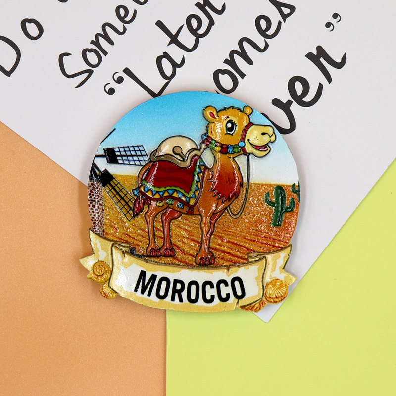 Fabricante personalizado exportación creativa decoración del hogar regalos marruecos camel 3D stereo resina refrigerador adhesivo magnético adhesivo magnético details Picture