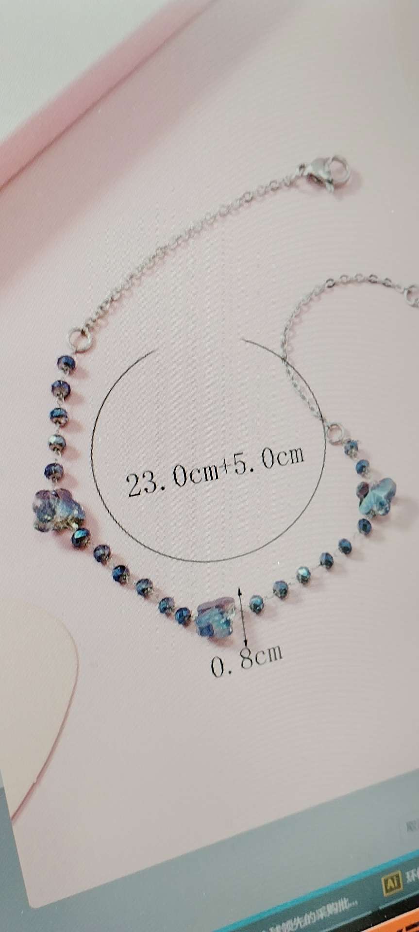 Stainless steel butterfly crystal colorful anklets are the first choice for colorful live streaming and Douyin