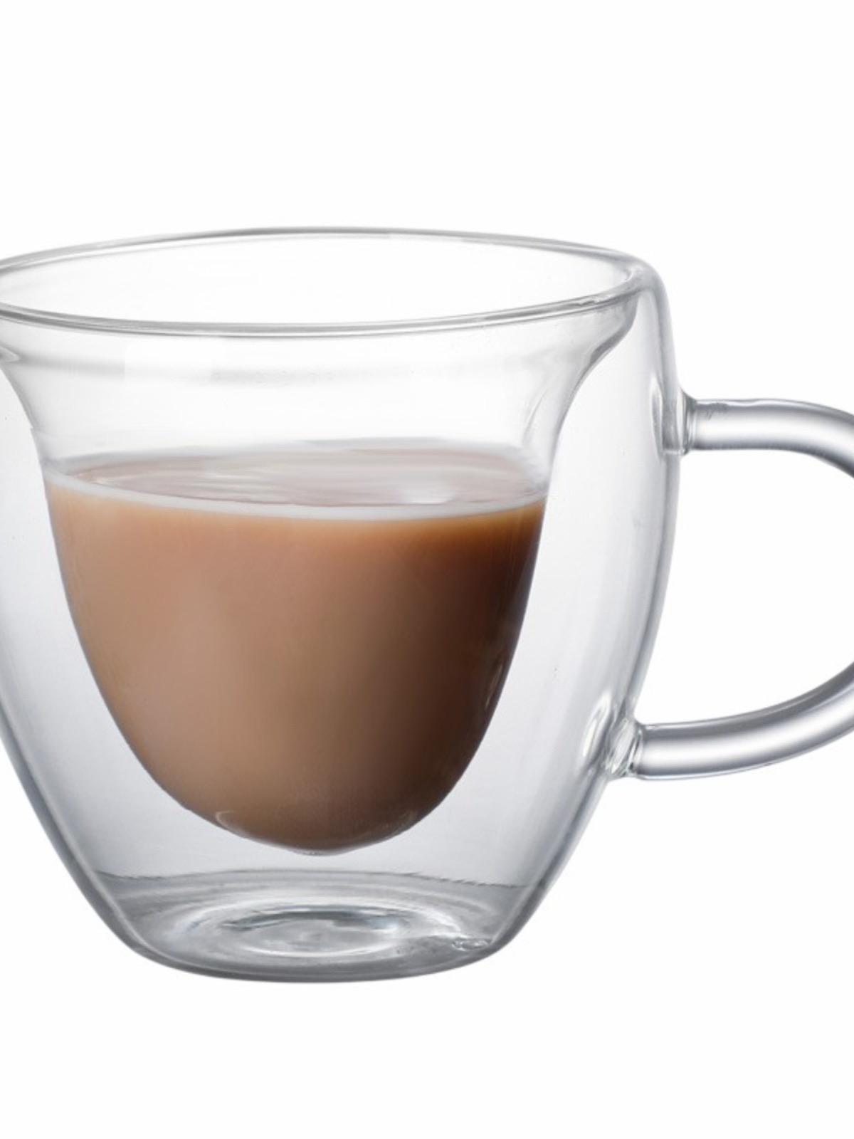 Creative double-layer high borosilicate glass milk cup, couple heart-shaped coffee cup, household milk tea and juice cup with handle, 150ml Item Picture