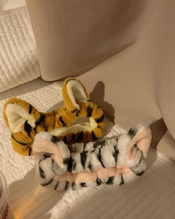 Tiger Print Cat Ear Headband Tiger Headband Yellow White Two Colors undefined