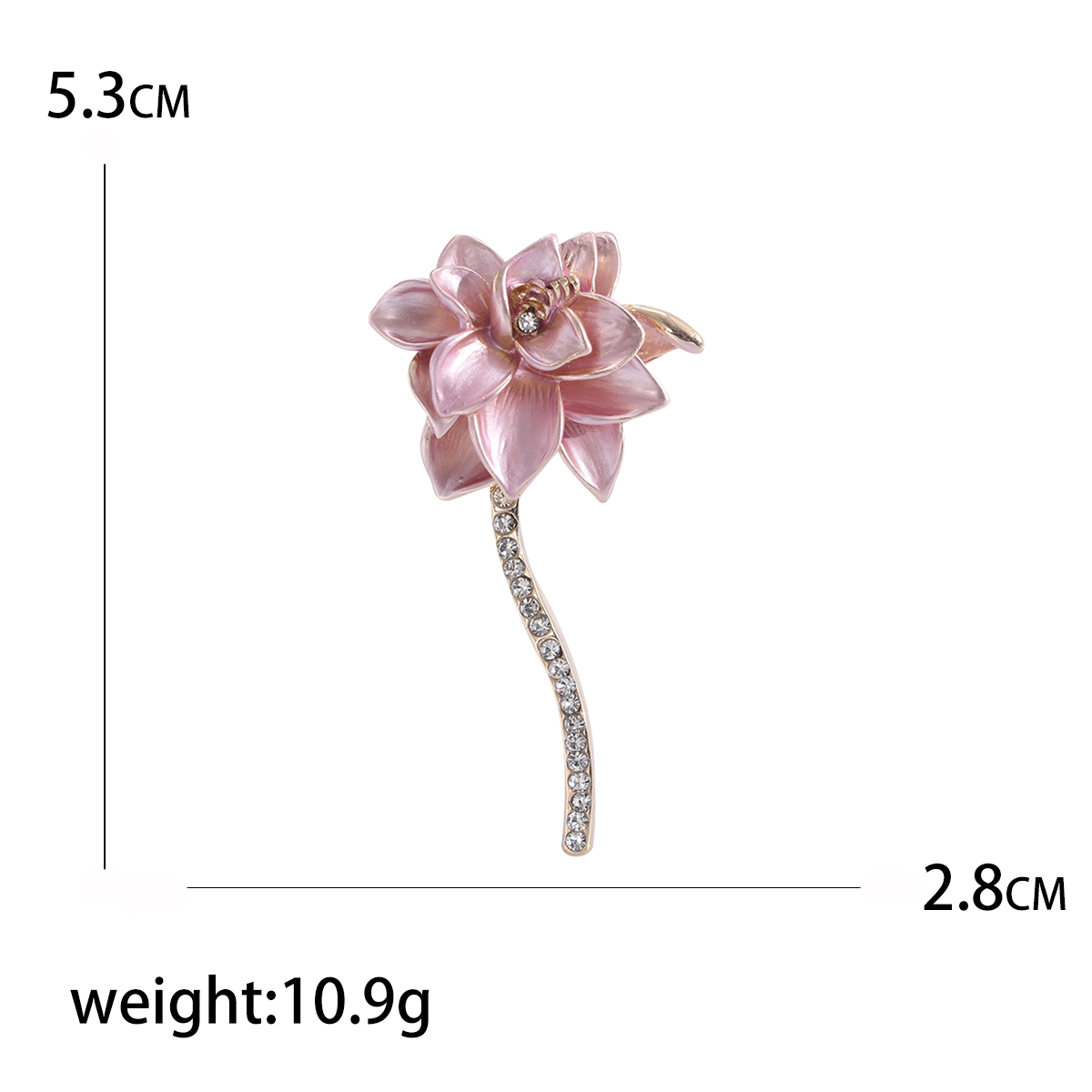 Factory direct sales of creative and light luxury new best-selling water diamond oil drip lotus brooch, anti-glare brooch, light luxury creative retro brooch, simple and fashionable accessory pin Specification image