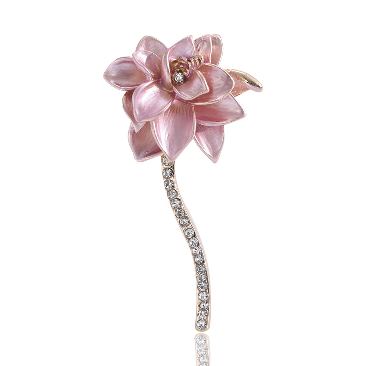 Factory direct sales of creative and light luxury new best-selling water diamond oil drip lotus brooch, anti-glare brooch, light luxury creative retro brooch, simple and fashionable accessory pin Item Picture