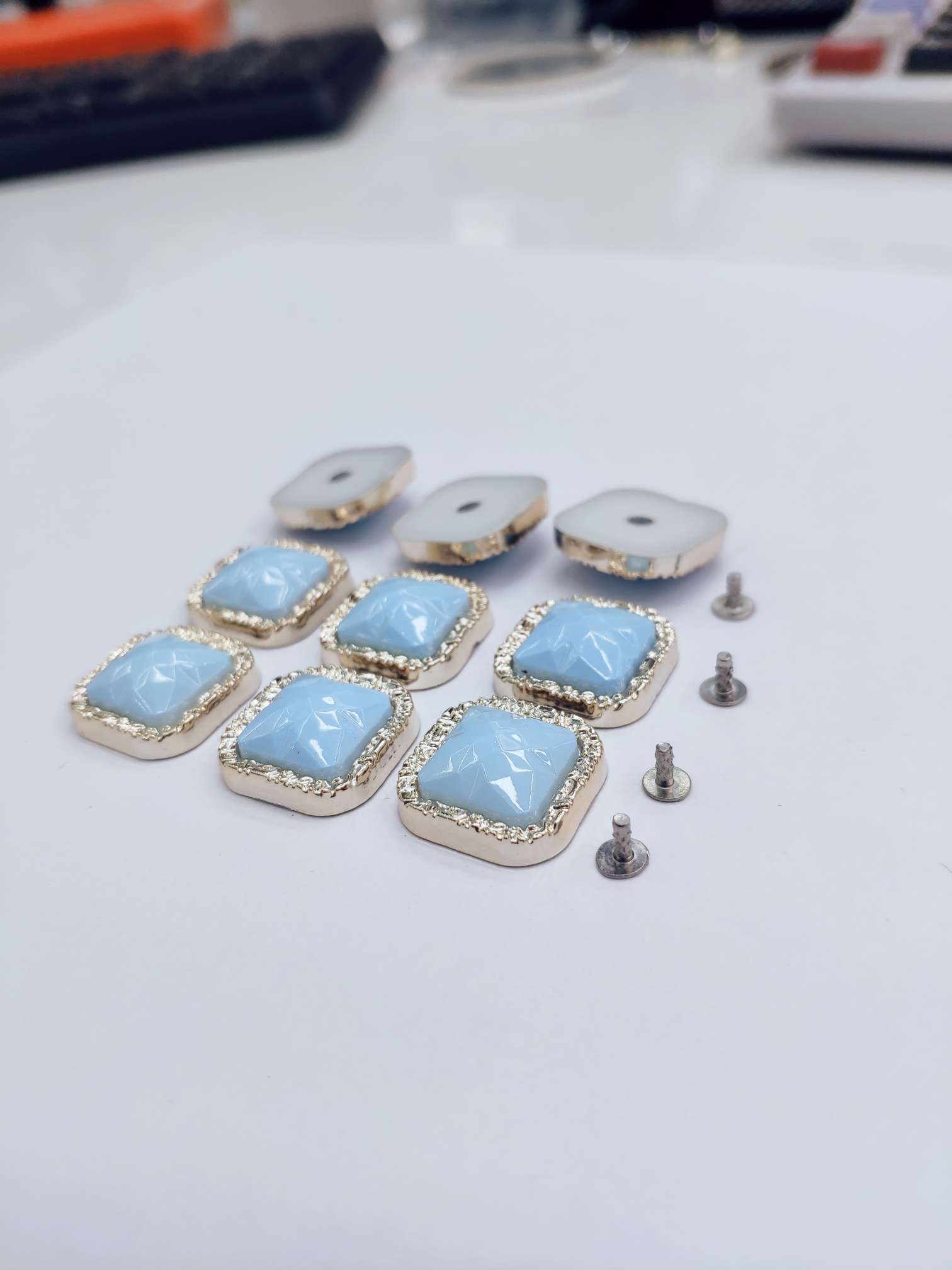 塑料鞋花 方形粘钻鞋扣 洞洞鞋 箱包饰品装饰配件