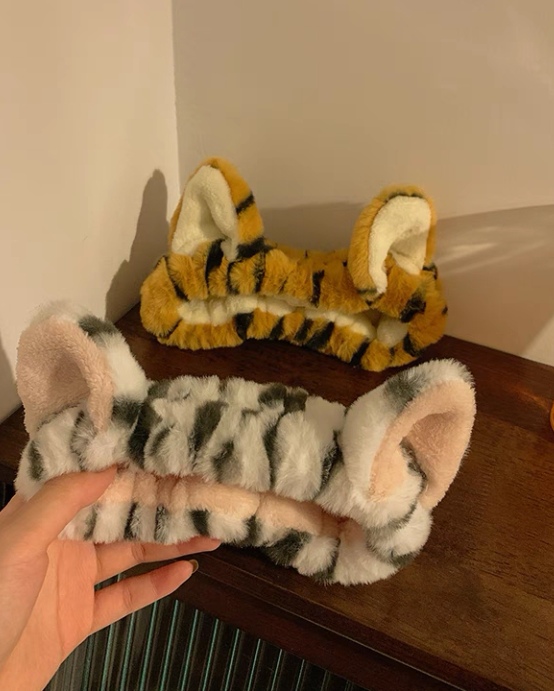 Tiger Print Cat Ear Headband Tiger Headband Yellow White Two Colors Item Picture
