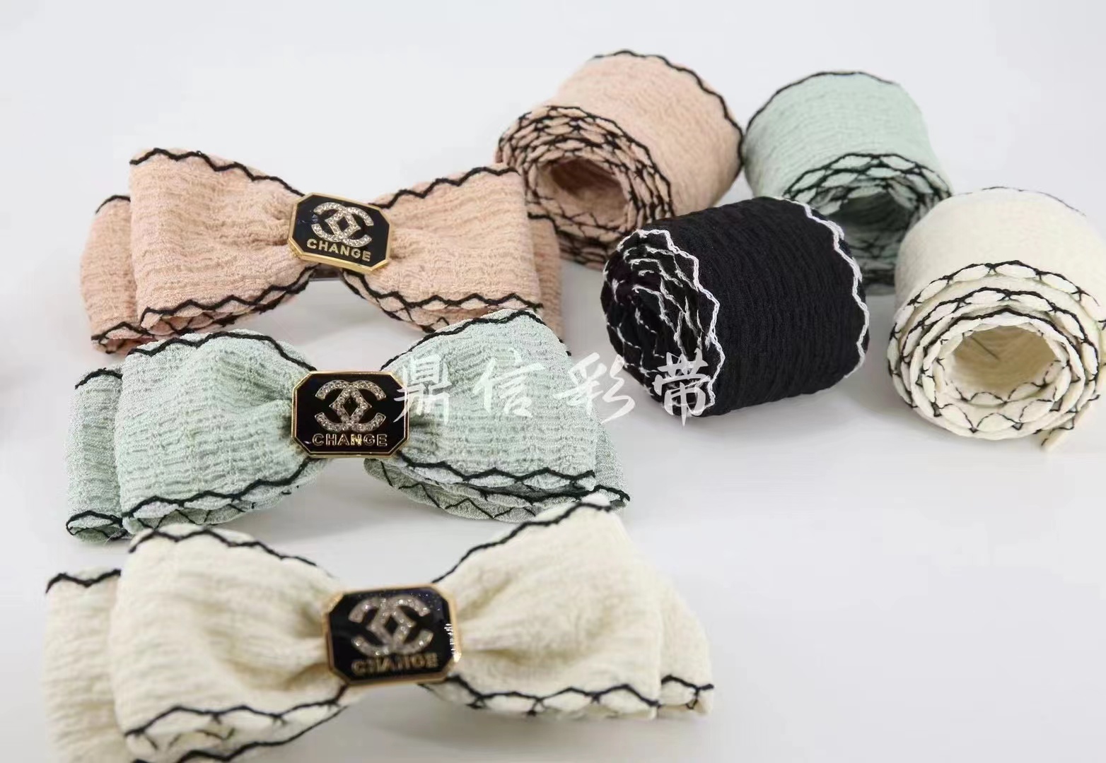 Korean handcrafted bow, wavy pleated ribbon, elegant DIY wavy lace, simple and high-end new products, hair clips, bags, clothing, webbing, pleated pleated ribbon Specification image