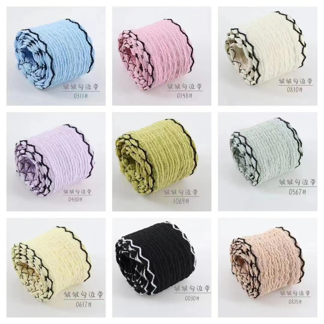 Korean handcrafted bow, wavy pleated ribbon, elegant DIY wavy lace, simple and high-end new products, hair clips, bags, clothing, webbing, pleated pleated ribbon Item Picture