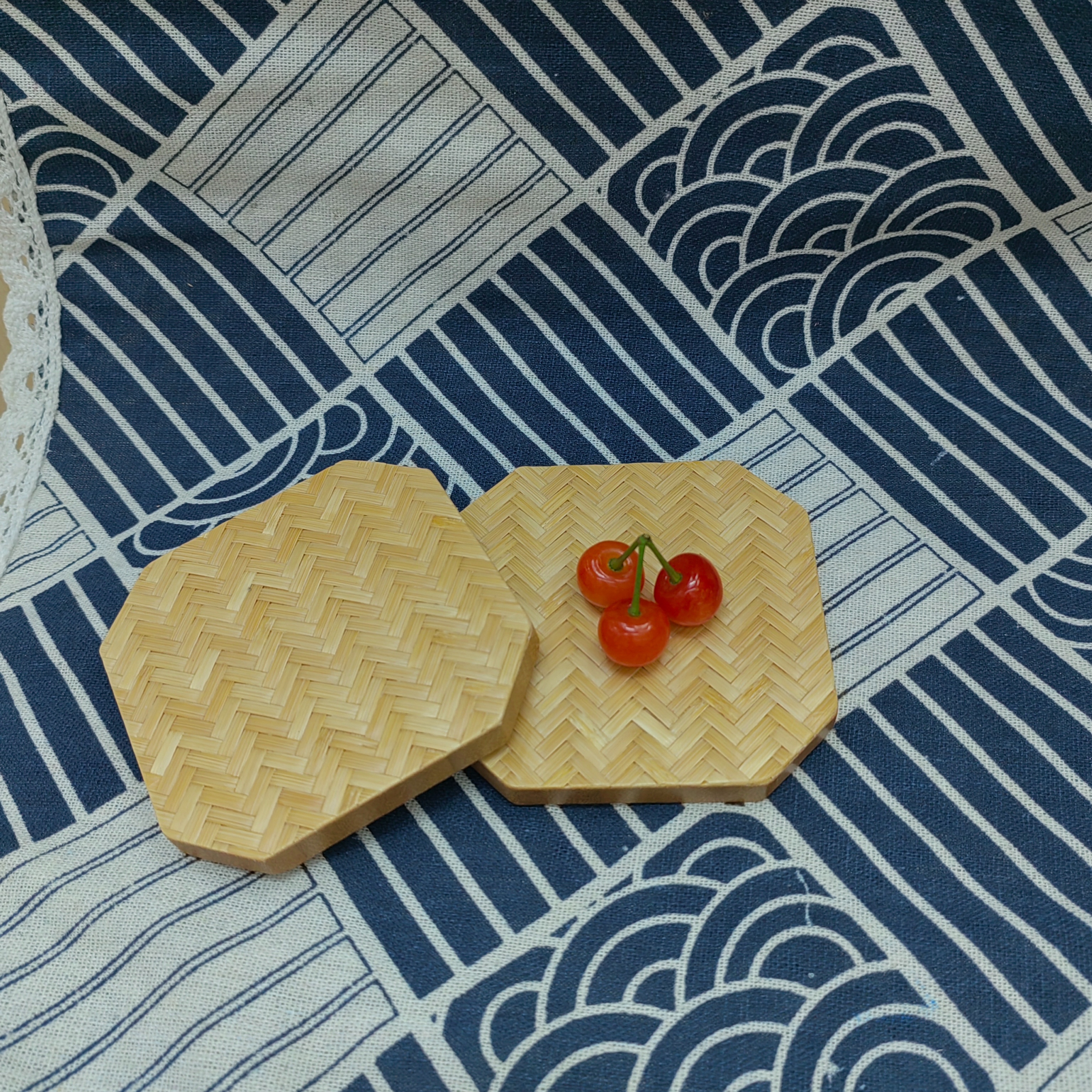Eco-friendly bamboo coasters, high-temperature resistant coasters, bamboo woven coasters, creative coasters, Japanese coasters, tea ceremony tea set coasters, coffee coasters