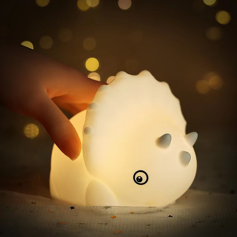 New creative dinosaur night light, children's cute soft light sleep patting light, seven-color color-changing table lamp Specification image