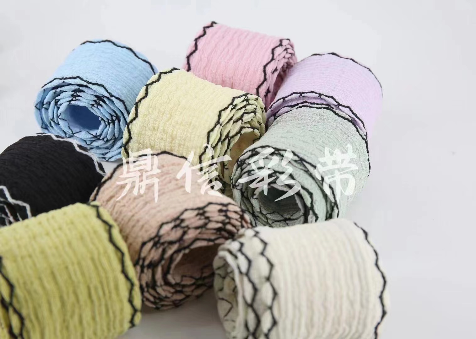 Korean handcrafted bow, wavy pleated ribbon, elegant DIY wavy lace, simple and high-end new products, hair clips, bags, clothing, webbing, pleated pleated ribbon details Picture